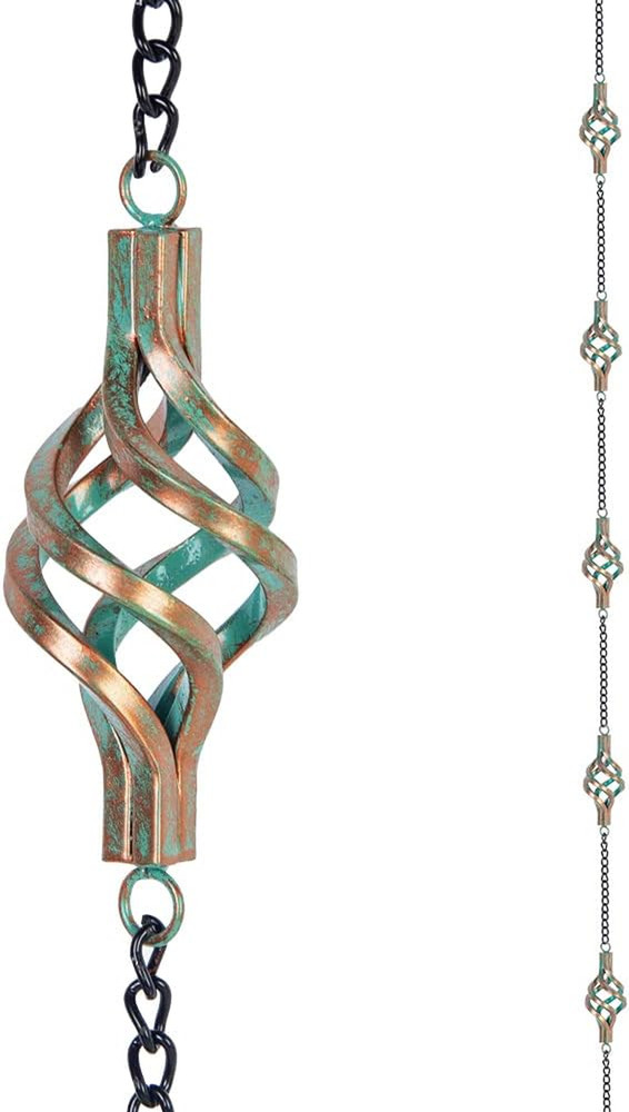 Bronze Bird Cage Rain Chain - 9.7FT Iron Decorative Downspout Solution