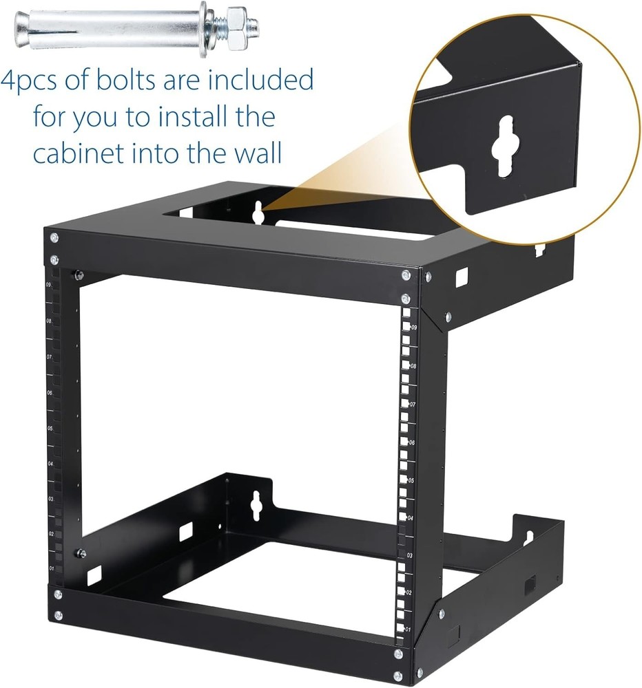 9U Wall Mount Rack Open Frame 19 Inch Server Equipment 2 Post Network #1295H T5