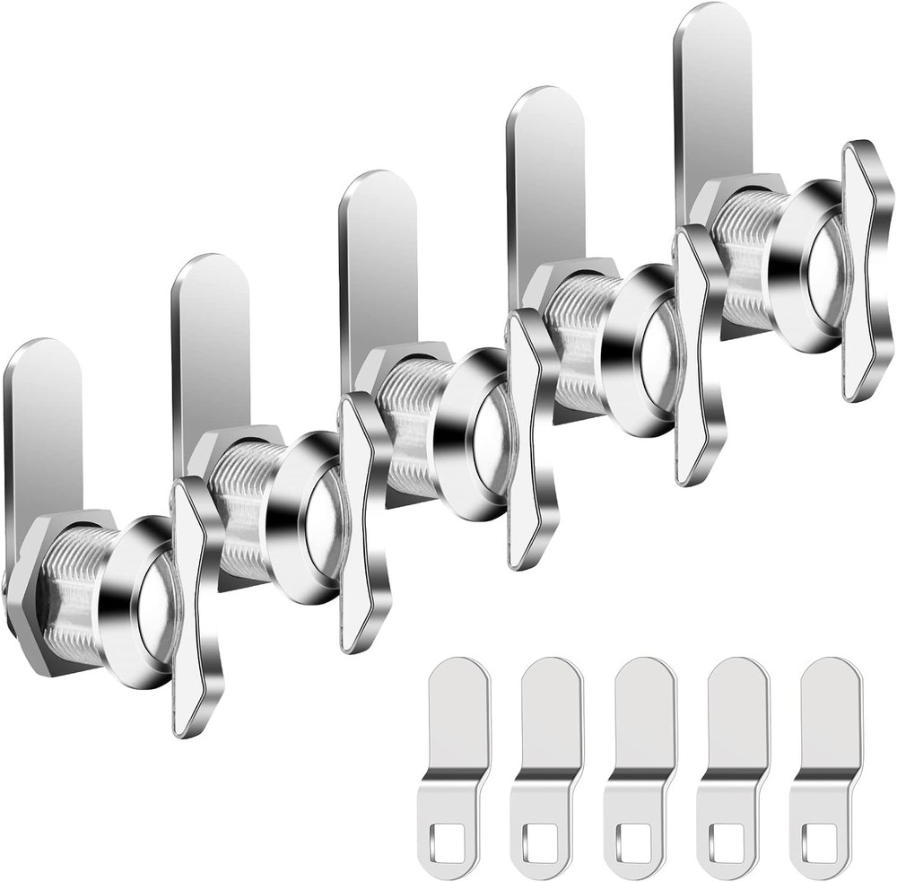 5/8 Inch Thumb Operated Offset Cam Lock, 5Pcs Keyless Compartment for Silver