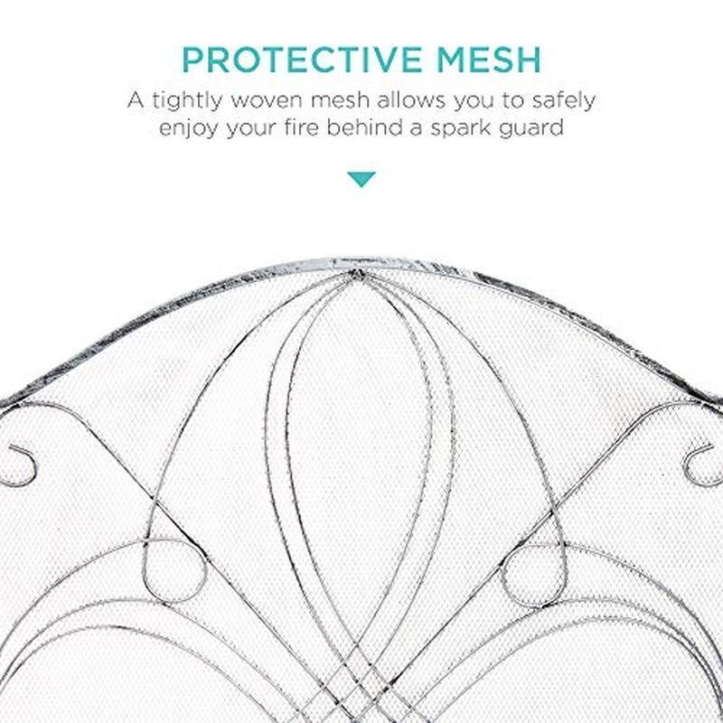 3-Panel Iron Fireplace Screen Spark Guard Protective Mesh Folding Design New