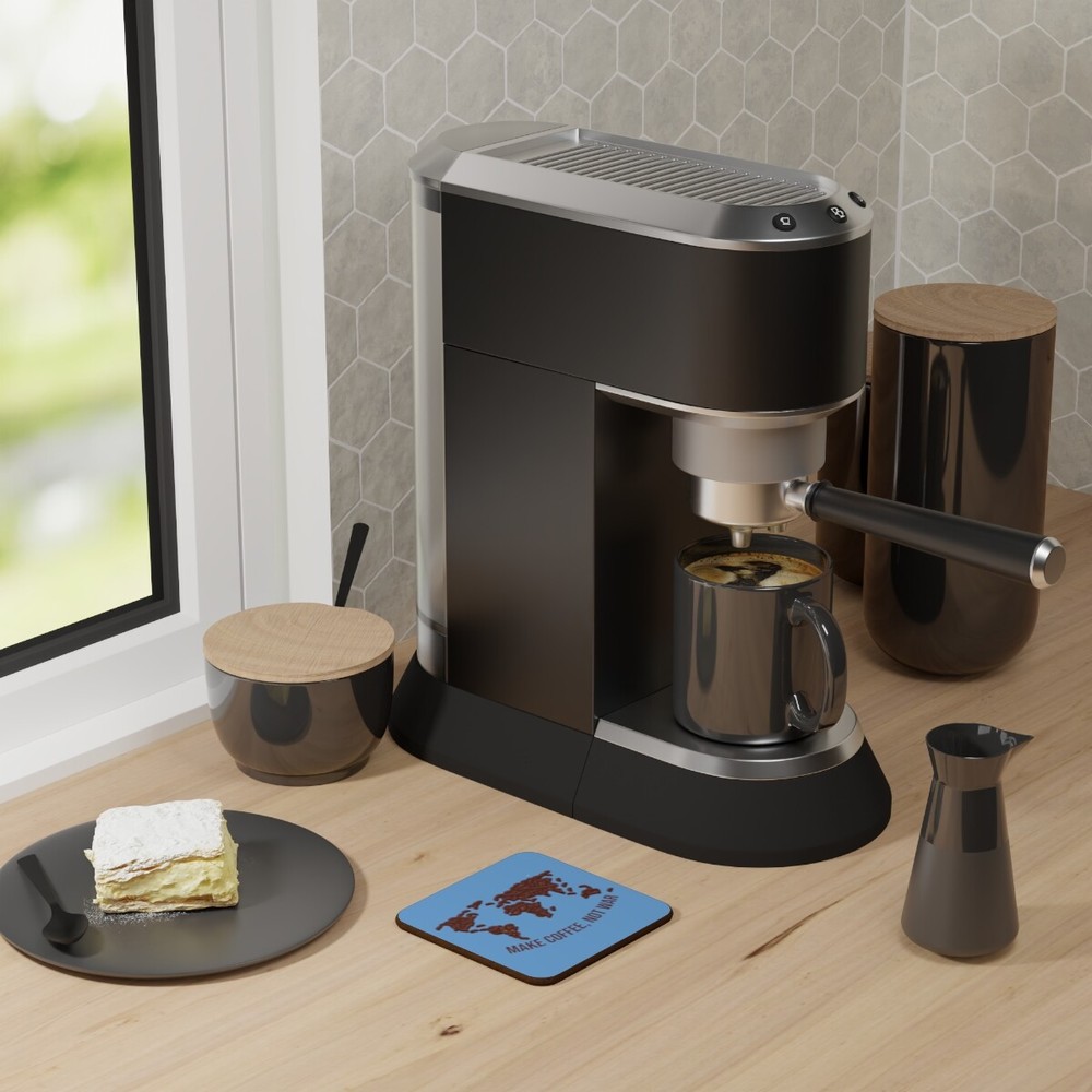 Make coffee, not war Hardboard Back Coaster