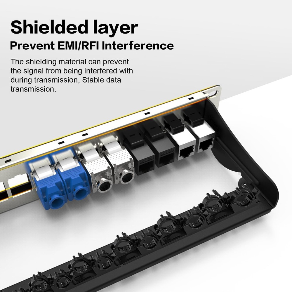 12 Port Patch Panel Blank UTP/STP 1U 19“ Keystone Patch Panel with Cable Mana...