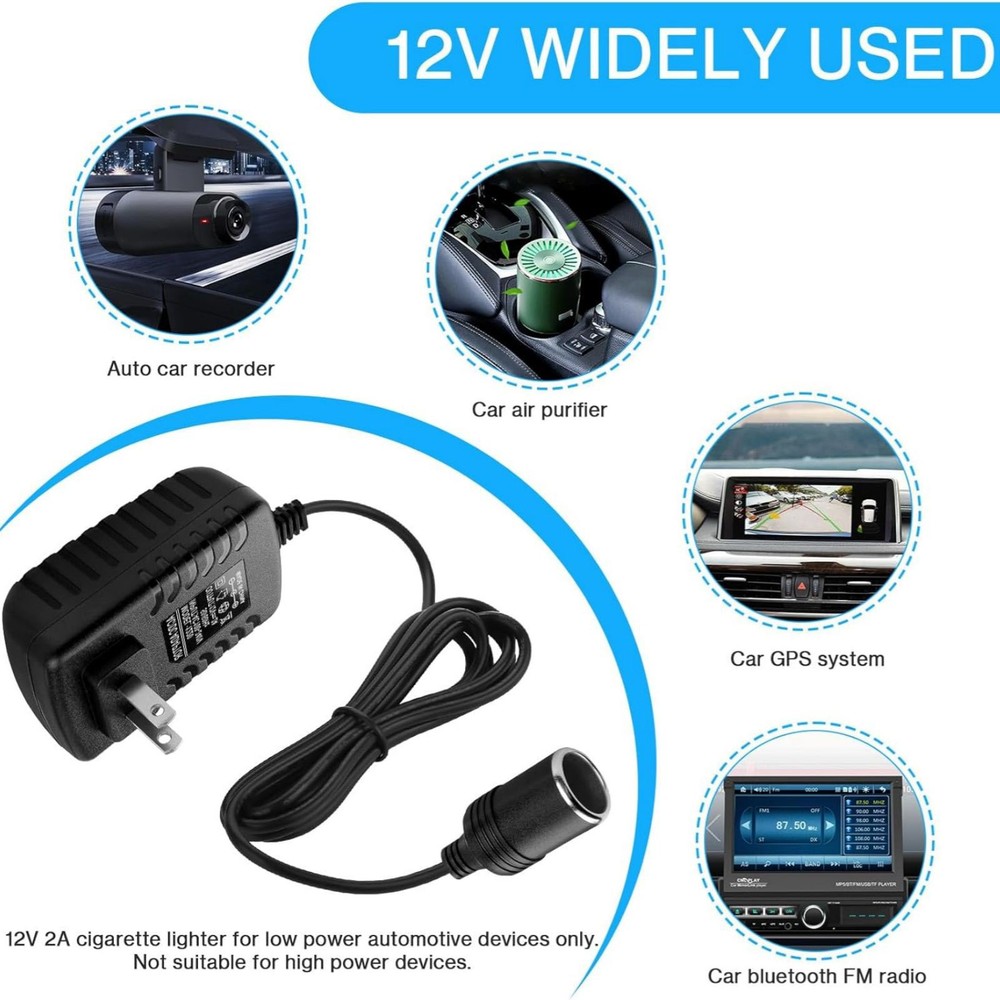 1PCS Car Cigarette Lighter Converter Works With Electronics Under 2A 24W