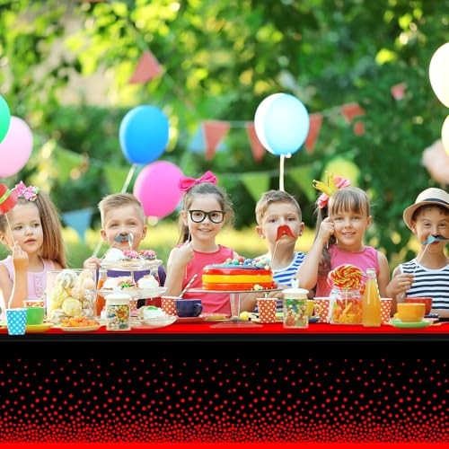 Tablecloth Party Decorations Plastic Black Tablecloth 2 Pack Black and Red