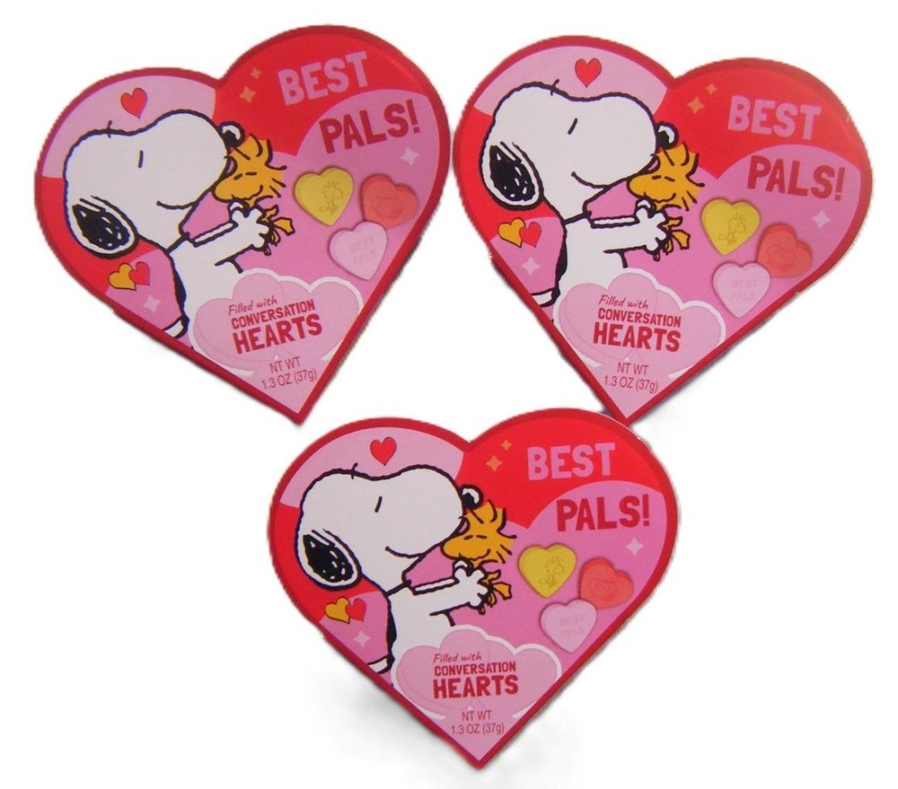 PEANUTS Snoopy Valentine's Day Conversation Hearts 3 Boxes New (6/787)