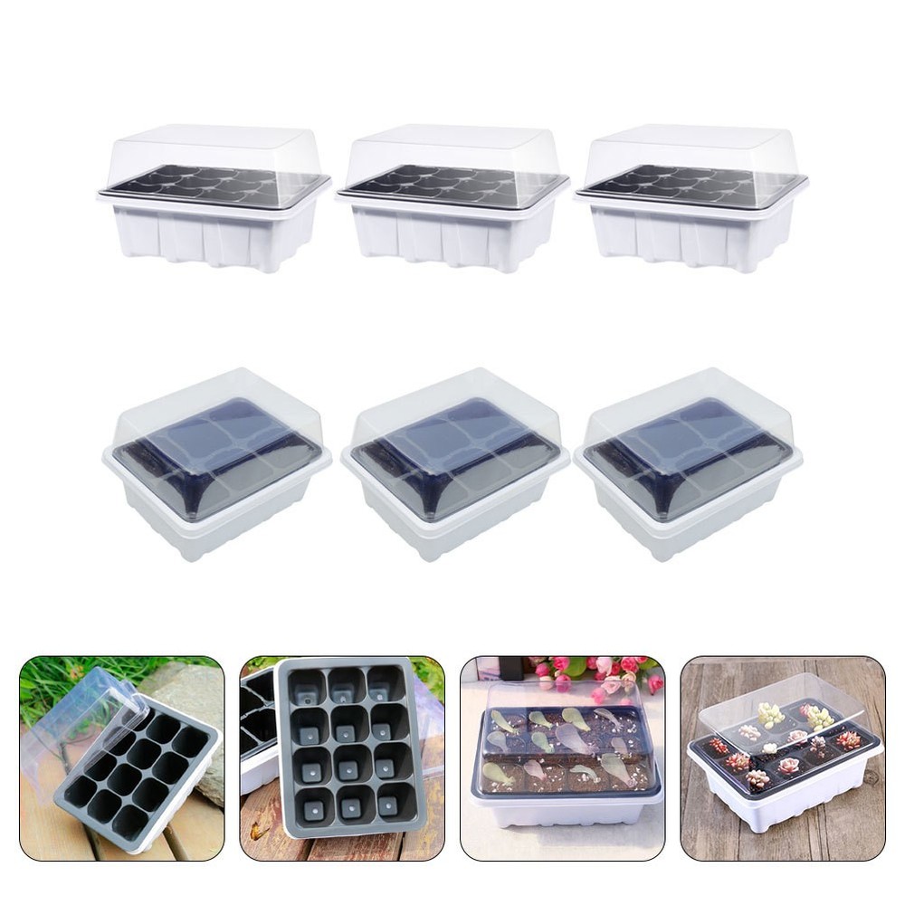 6 Pcs Vegetable Nursery Trays Plastic Plant Starter Boxes for Garden Use