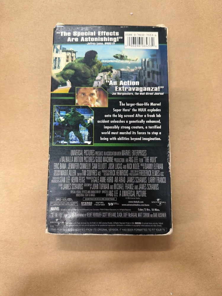 Hulk VHS 2003 Action Marvel Comics Eric Bana Ang Lee Universal