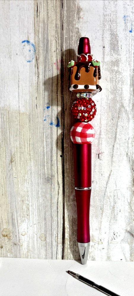 HAND MADE BEAD PEN AND BEAD KEY CHAIN & INK REFILL- cake