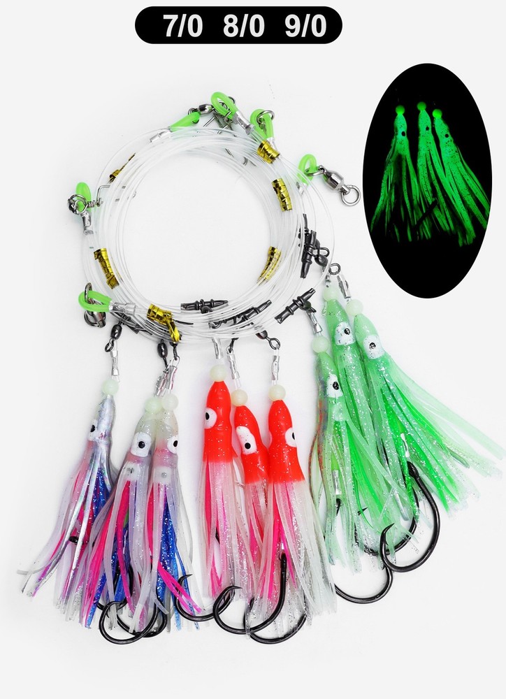 Glow Squid Deep Drop Tilefish Snapper Rigs High Carbon Steel Tilefish Grouper
