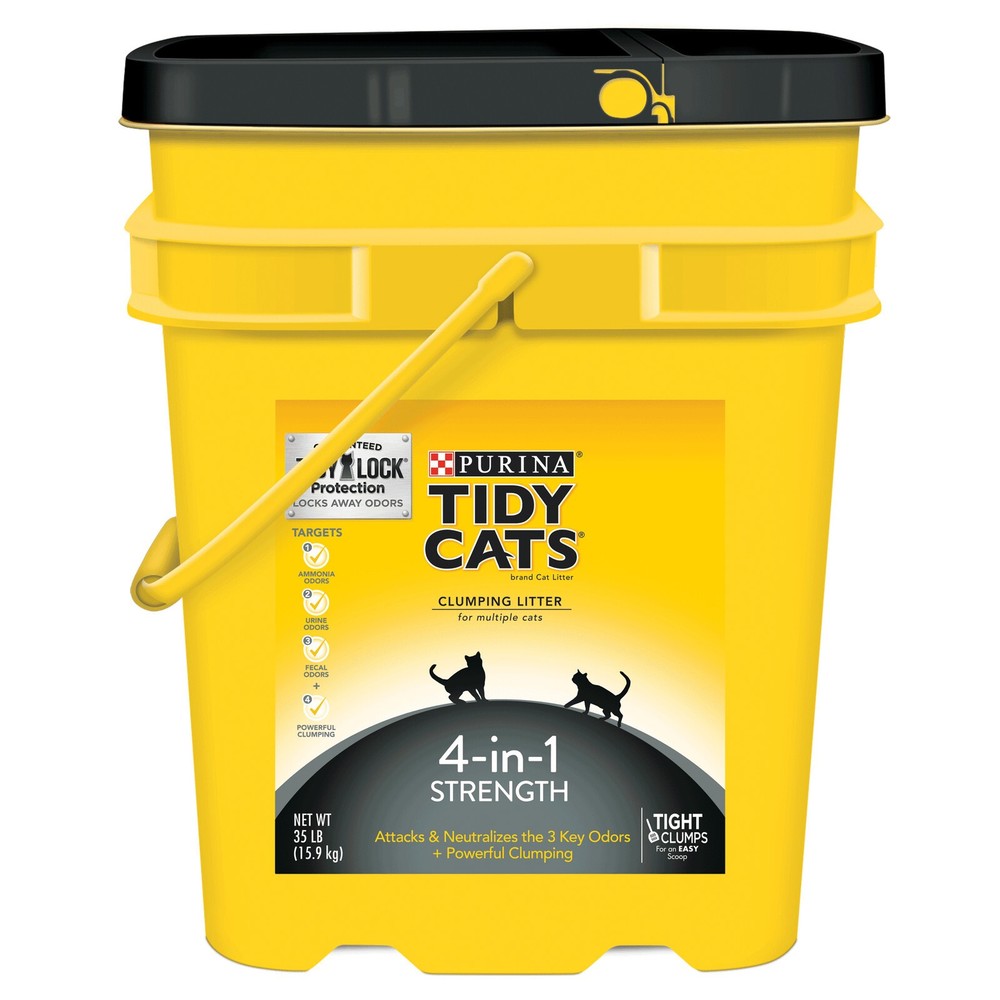 Multi-Cat Clumping Kitty Litter 4-In-1 Strength Deodorizing 35 Pound Pail