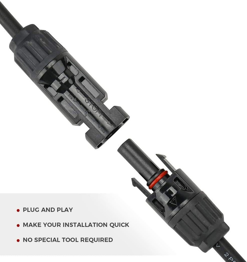 1Pair Solar Cable Splitter Waterproof IP67 2Y Branch Solar Panel Cable Connector