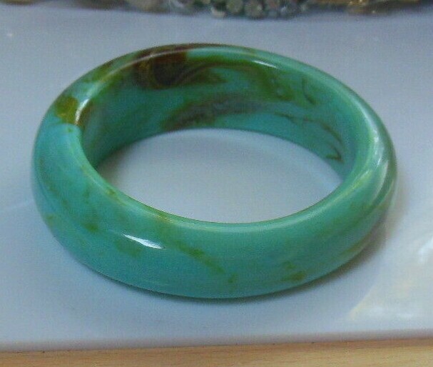 Thick Teal/Brown Marbled Bangle Bracelet