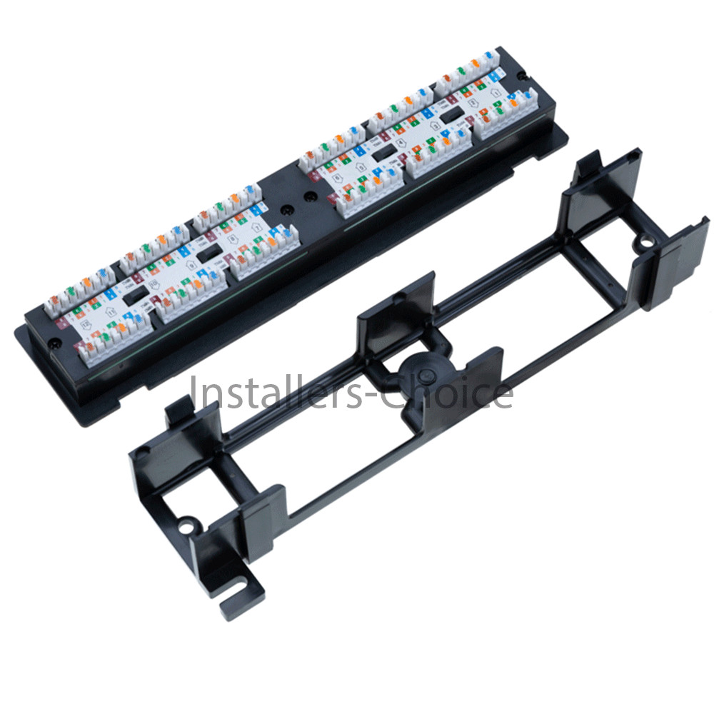 12 port Cat6 UTP LAN wall mount patch panel bracket RJ45 110 Network