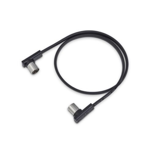 Rockboard Flat MIDI Cable - 60cm 24in Black Right Angle 2-PACK
