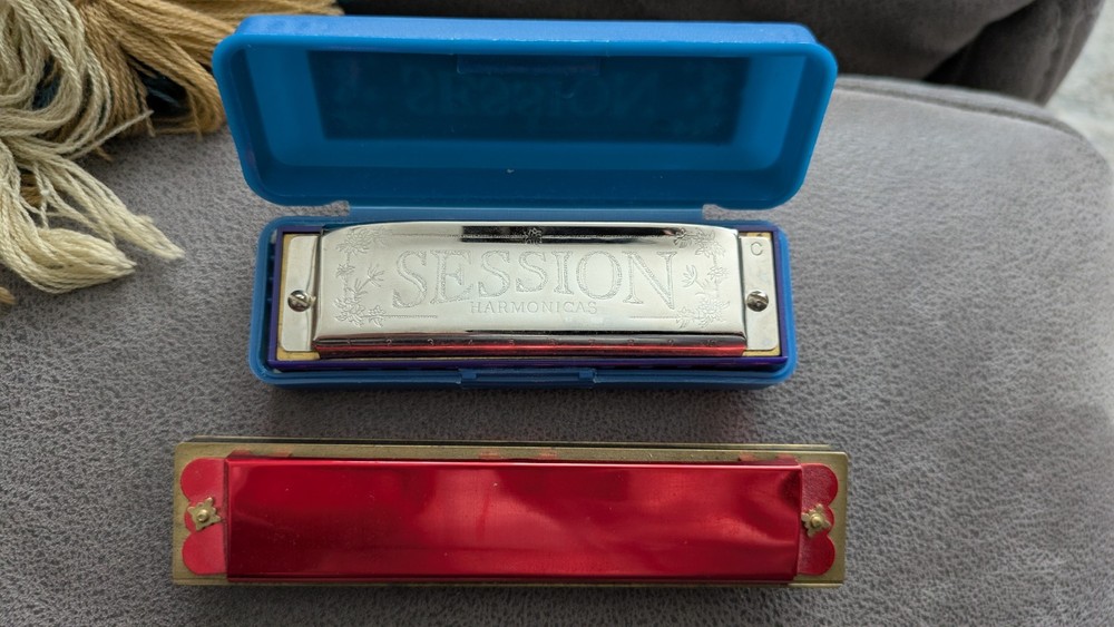 Vintage Session Harmonica Key C Original Box Plus Unbranded Harmonica