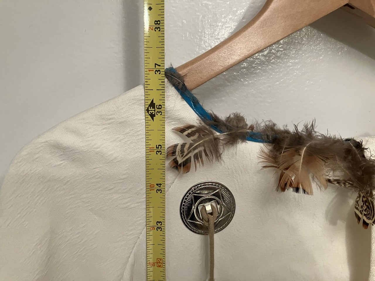 vintage white leather fringe Native American indian dress conchos turquoise bead