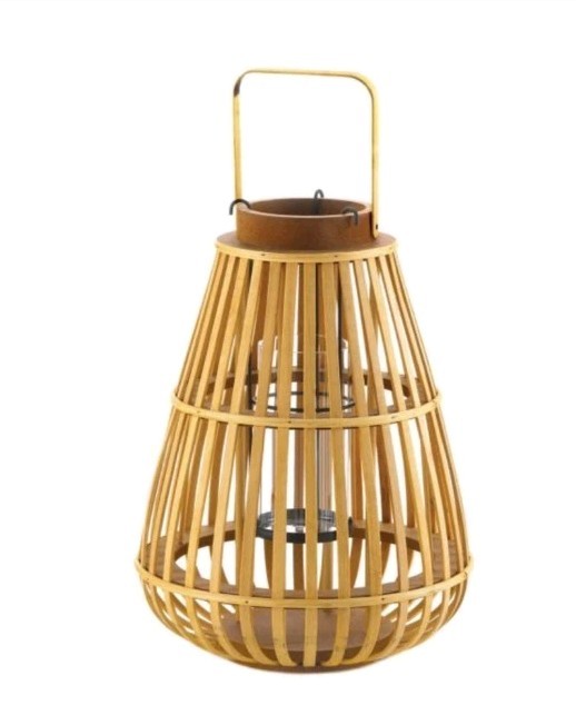 LARGE SLAT WOOD LANTERN
