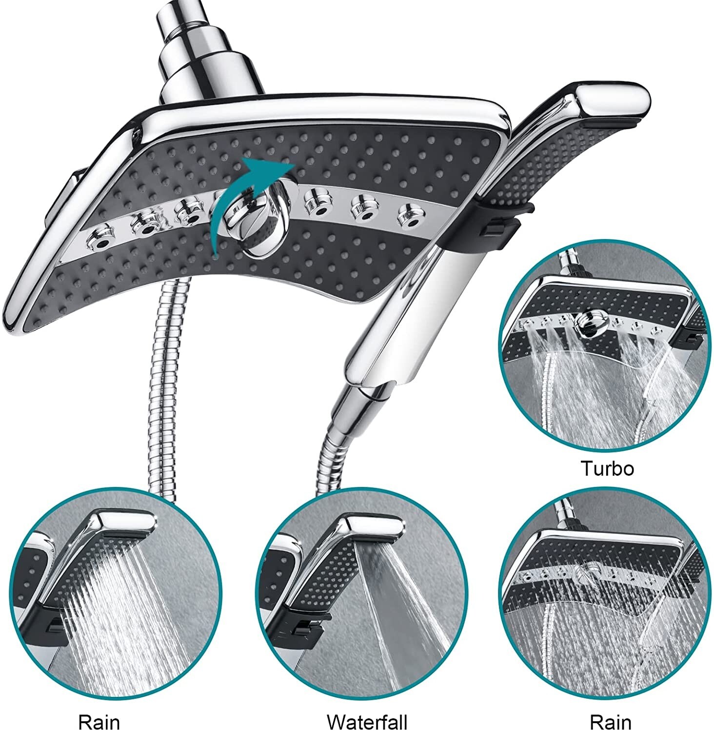 "Bright Showers" Multi Function Rain Chrome Shower Head PSS3919-01