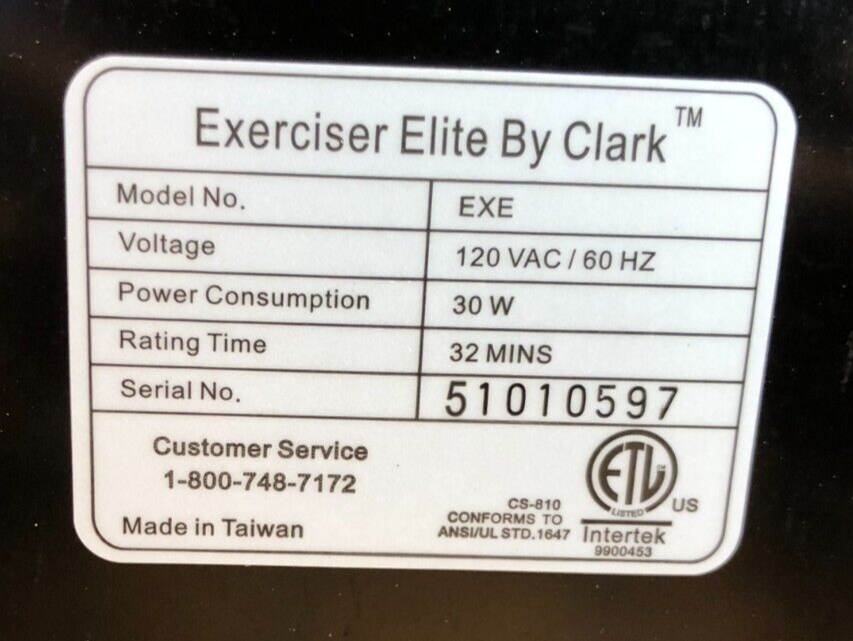 Exerciser Elite By Clark Platinum series Model EXE Tested- Working