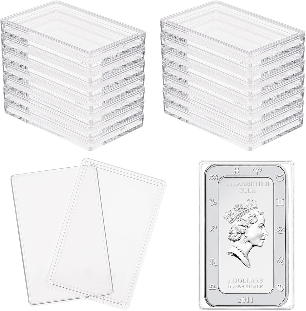 5-50 Pcs 1 Oz Silver Bar Holder Acrylic Storage Clear Case Capsule Container