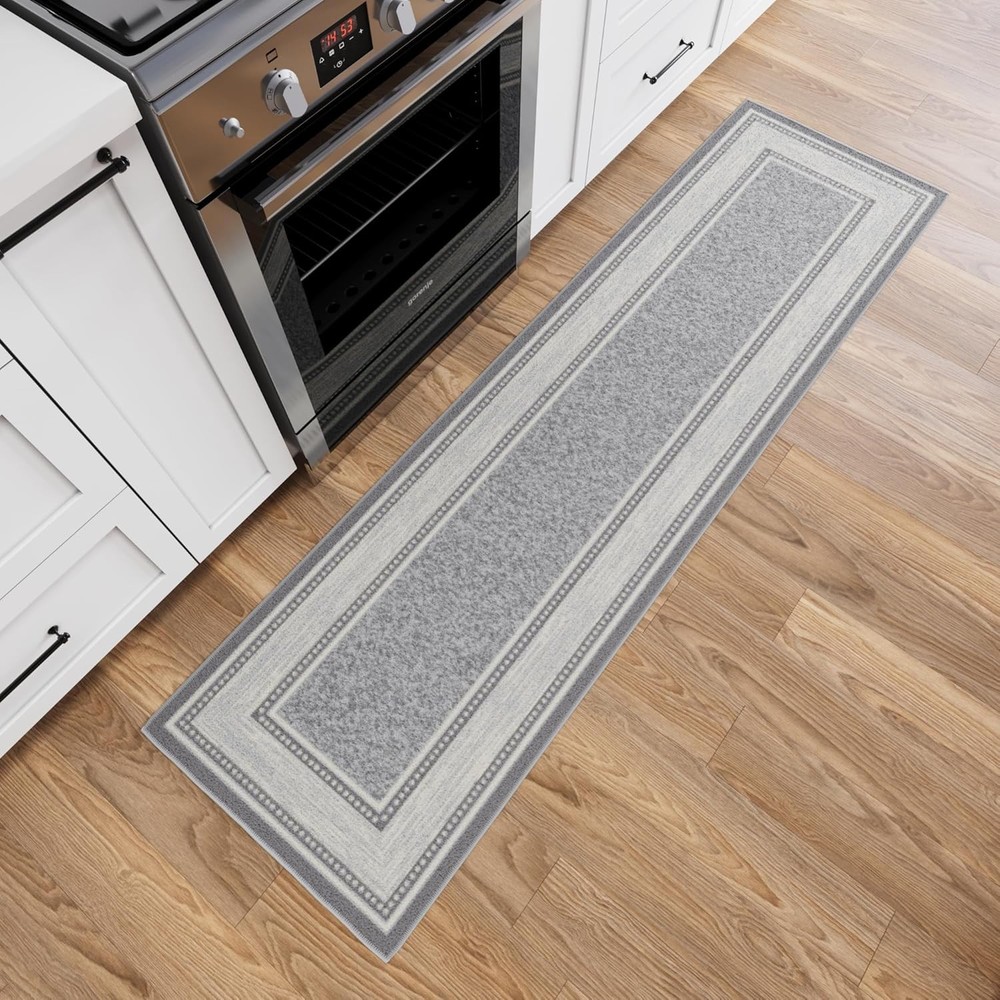 Ottomanson Machine Runner - 1'10" x 7', Border Light Grey