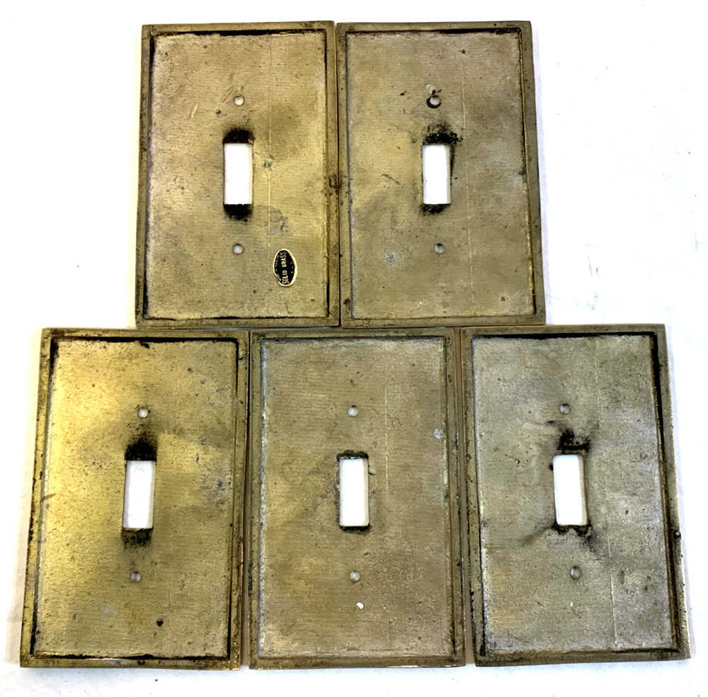 Lot 5 Vtg Solid Brass Sailboat Single Toggle Light Switch Plate Cover Nautical