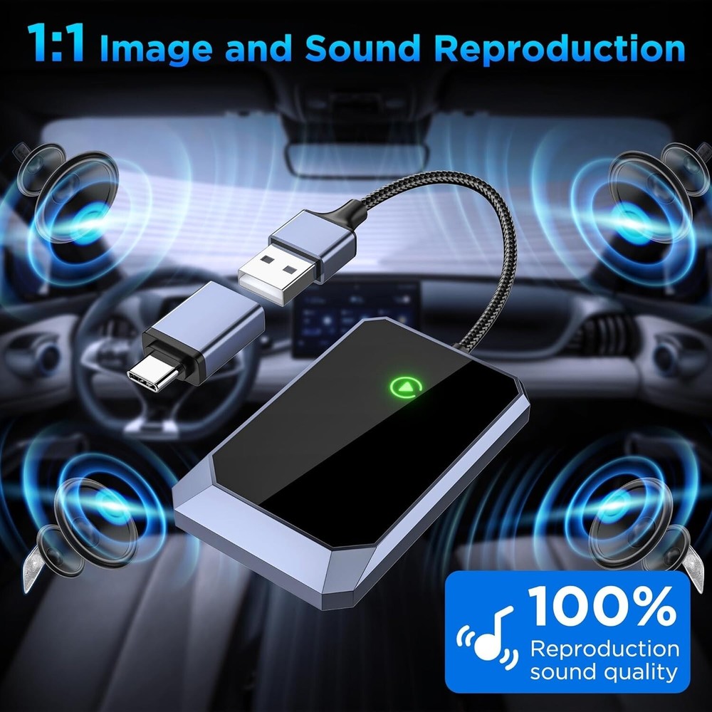 Wireless Carplay Adapter, Converts Wired to Wireless carplay Adapter for iPhone