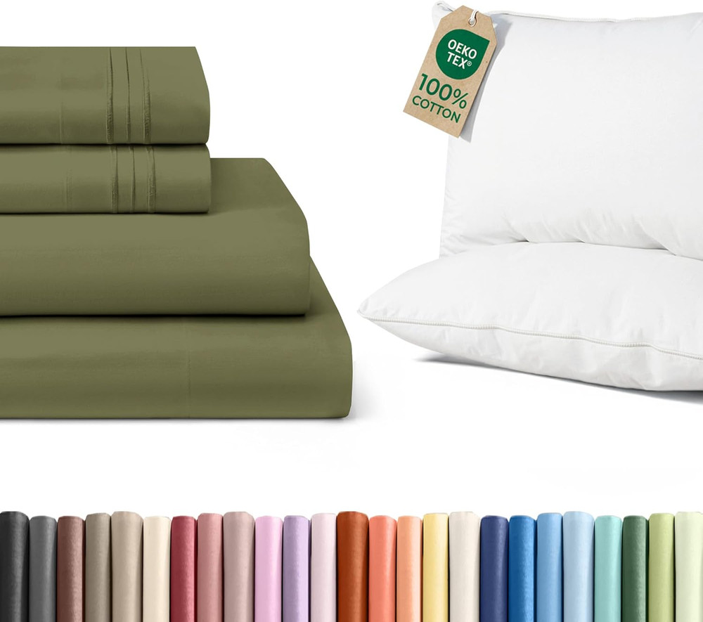 King Sheet Set & 2 Cotton Pillows - Luxury Comfort Bundle