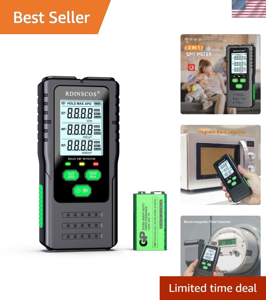 Portable Tri LCD EMF Detector with Auto Alarm & Mute Function for Home & Office