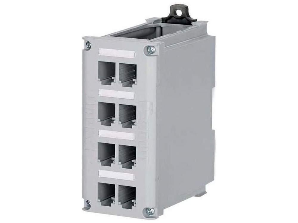IndustrialNet Mini-Com 8-port DIN Rail Shielded Patch Panel