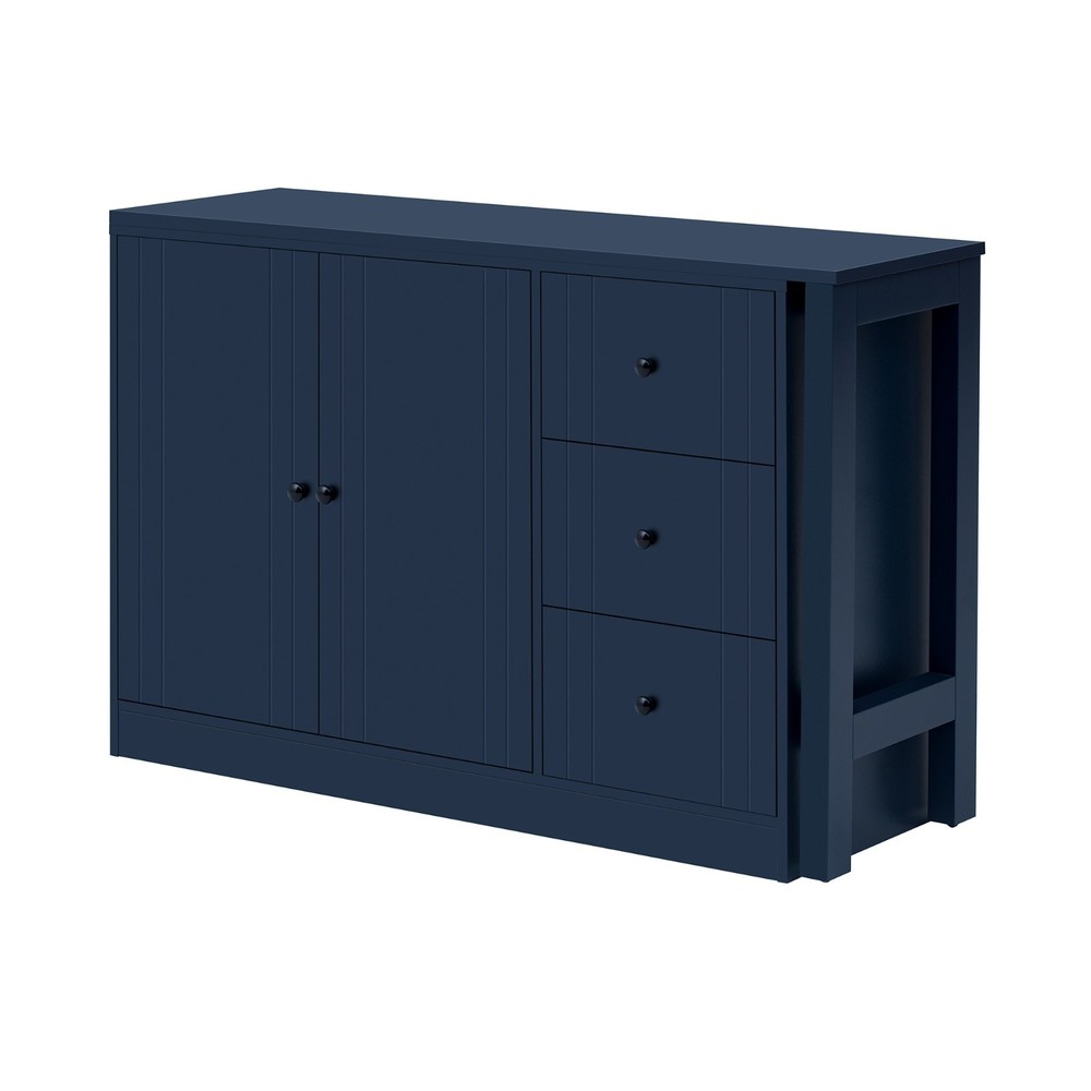 89.7'' Multifunctional Wooden Sideboard (Extendable Table, 2 Doors+3 Drawers)