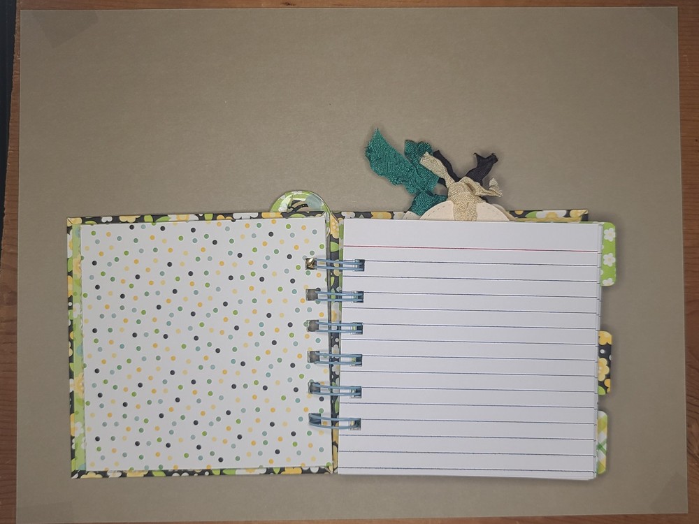 Little cinched journal notebook, Spring, handmade