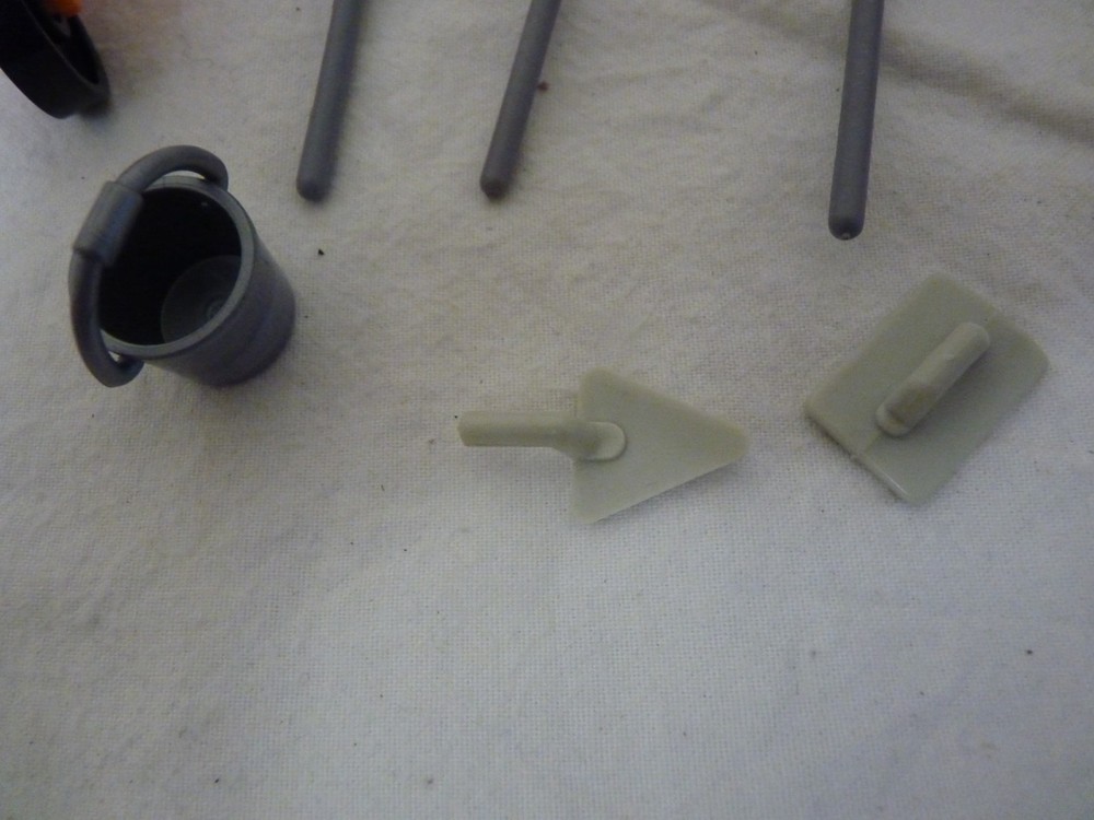 VINTAGE PLAYMOBIL WORKMEN WHEELBARROW TOOLS BUNDLE FROM 1970's