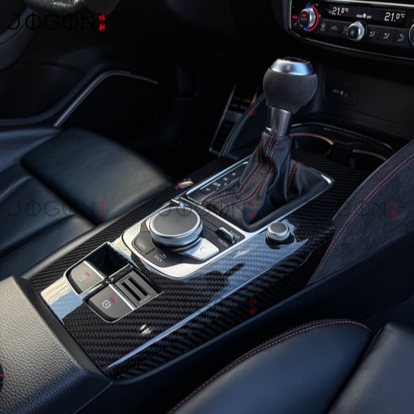 For Audi A3 RS3 S3 2014-2020 Real Carbon Center Console Panel Gear Shifter Cover