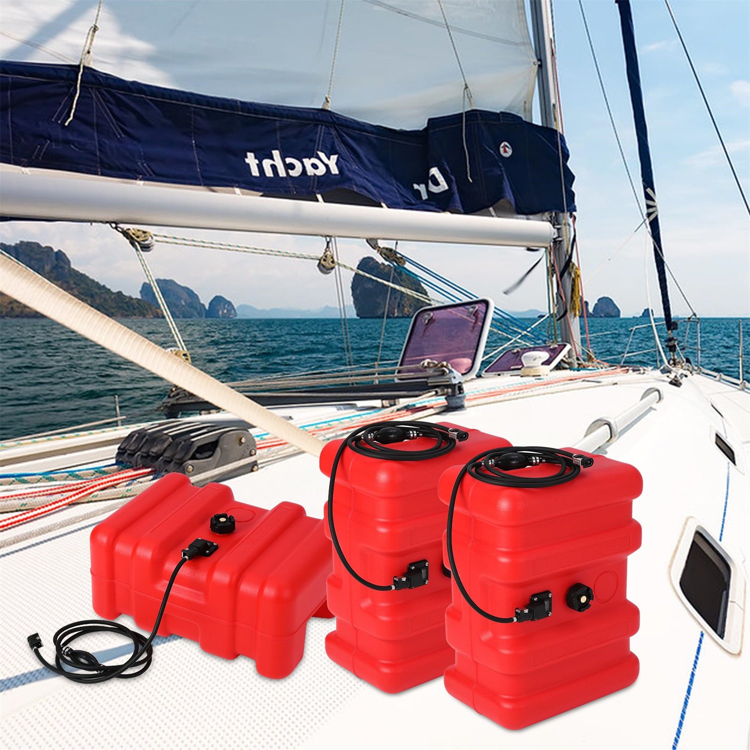 15 Gallon Portable Marine Fuel Tank 55L Outboard Boat Motor Gas Tank w/pump,NEW