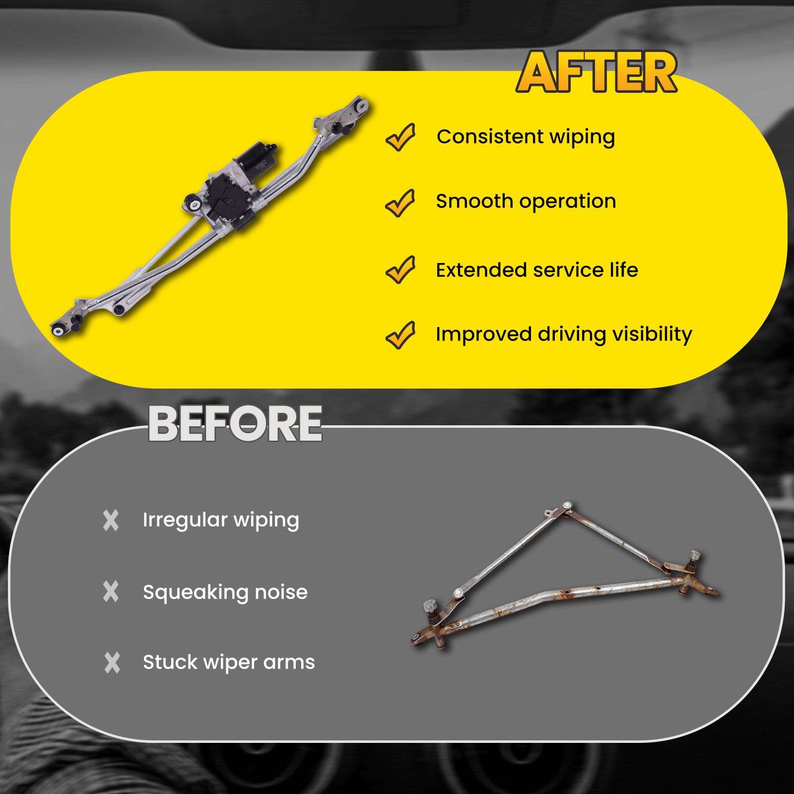 Front Wiper Linkage & Motor Assembly for Cadillac Chevrolet Silverado GMC Sierra