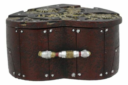 Steampunk Mechanical Heart Shaped Box with Lid Statue Figurine