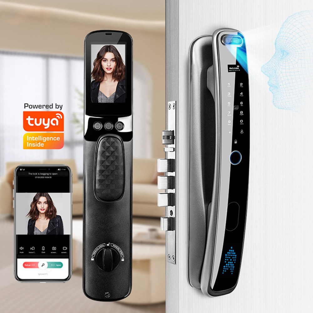 Smart Door Lock 3d Face Recognition Fingerprint Automatic Biometric Card Wifi
