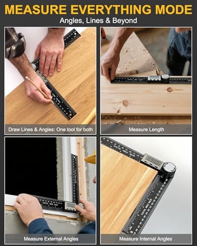 Protractor, Digital Angle Finder Protractor with LCD Display, 2-in-1 360°