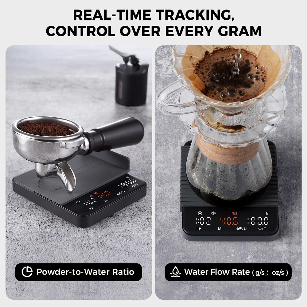 Mini Espresso Coffee Scale with Timer & Flow Rate, 2kg/0.1g Precision D...