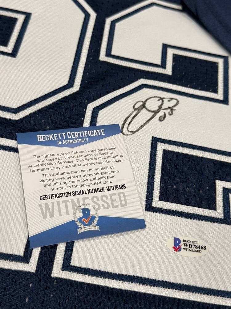EMMITT SMITH NFL Authentic Blue Jersey Hand Signed BECKETT COA