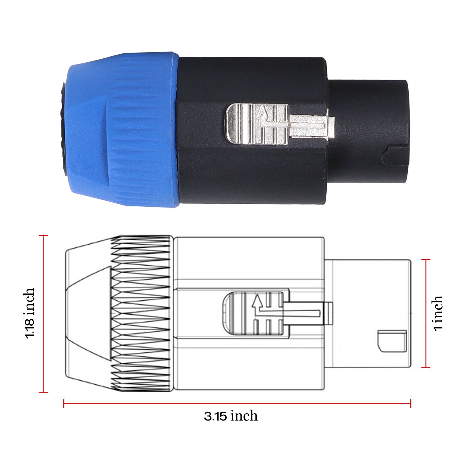 6x NL8FC Speakon Connector 8 Pole Lock Plug Adapter Compatible Loudspeaker Cable