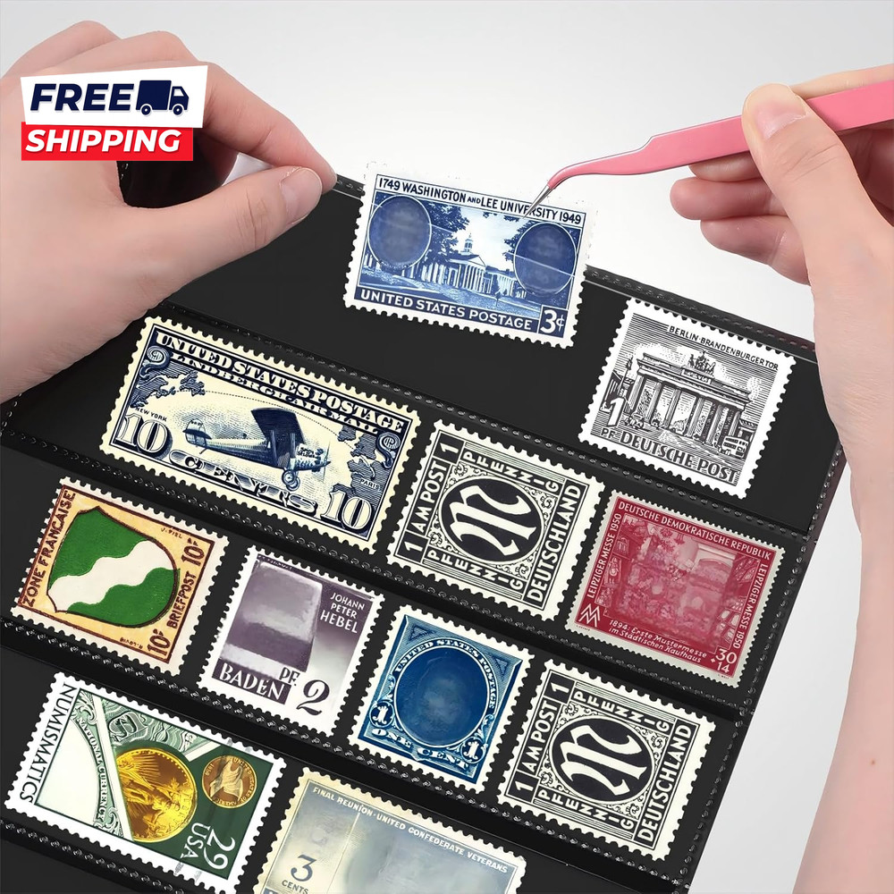 20 Sheets Stamp Pages Collector Album Binder Standard 9 Hole Binder Sleeves f