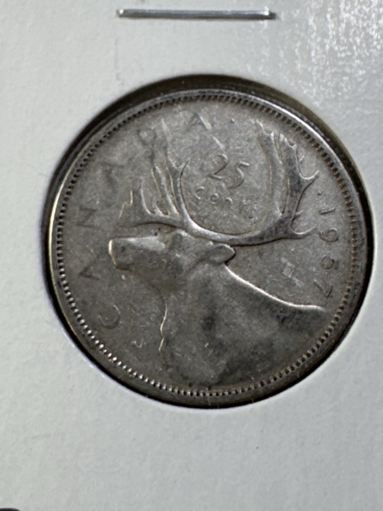 1957 Canada 25 Cents Silver Coin