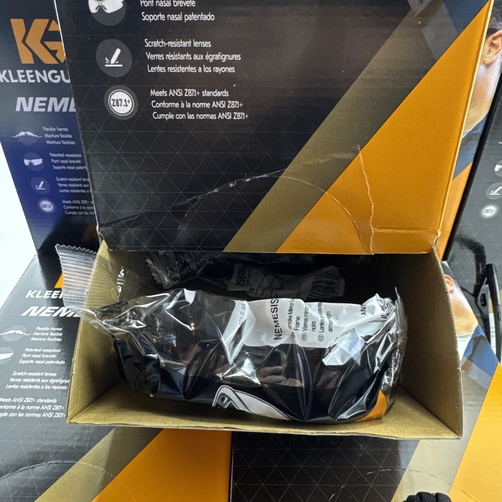 (12) Kleenguard 25688 Nemesis Safety Glasses Smoke Mirror Black Frame ANSI Z87+