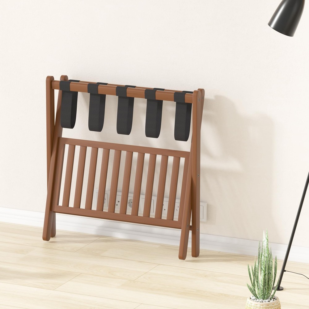 Solid Wood Luggage Rack for Home Travel - Stylish Storage Solution
