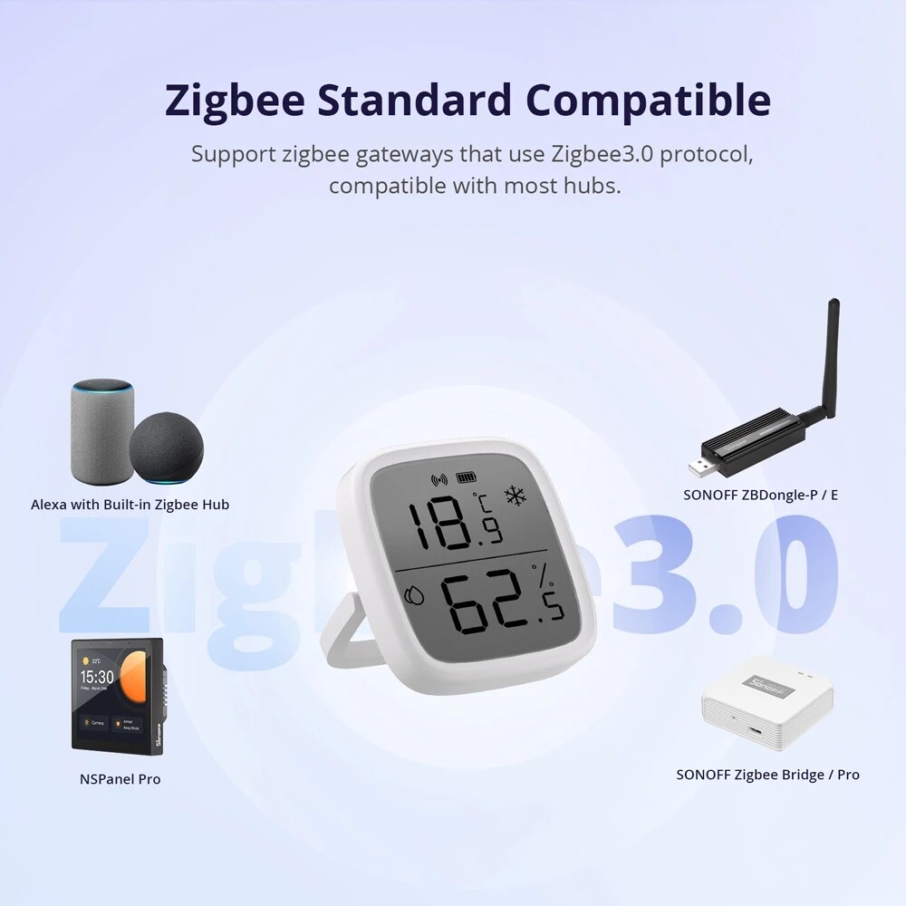 SONOFF SNZB-02D 2.5" Zigbee LCD Smart Temperature Humidity Sensor Smart Scene