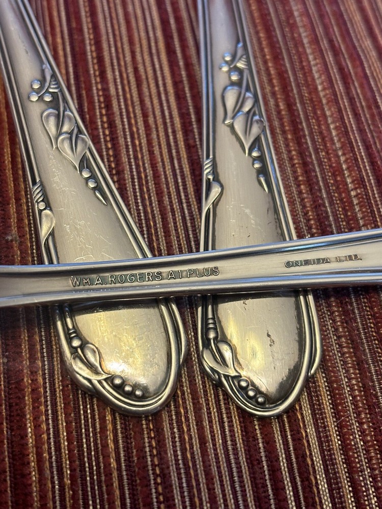 WM Rogers A1 Plus Oneida LTD Silverplate Meadowbrook Serving Spoons & Fork Pie