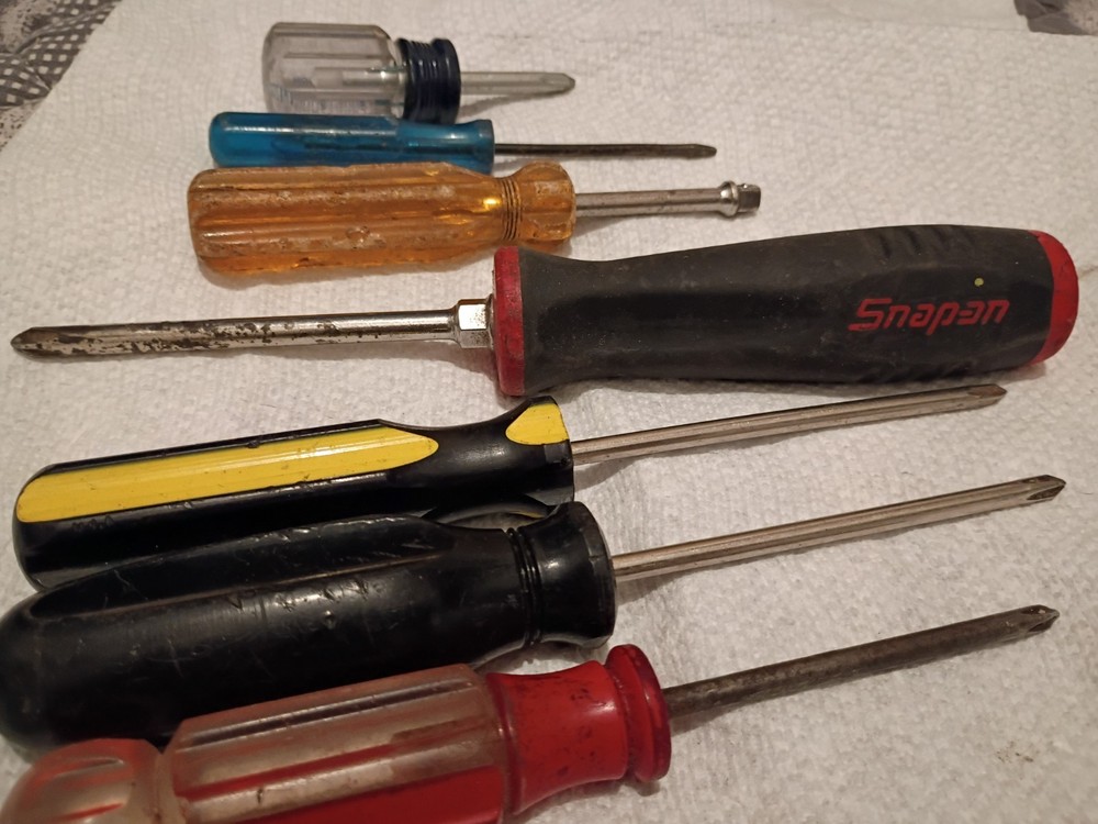 Seven Screw Drivers One Snap-on Five Philips One Standard Lot.