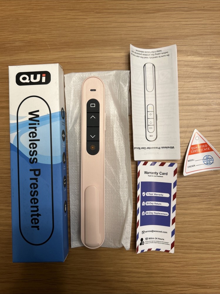 QUI Presentation Clicker for Powerpoint, RF 2.4Ghz USB Wireless Presenter Remote